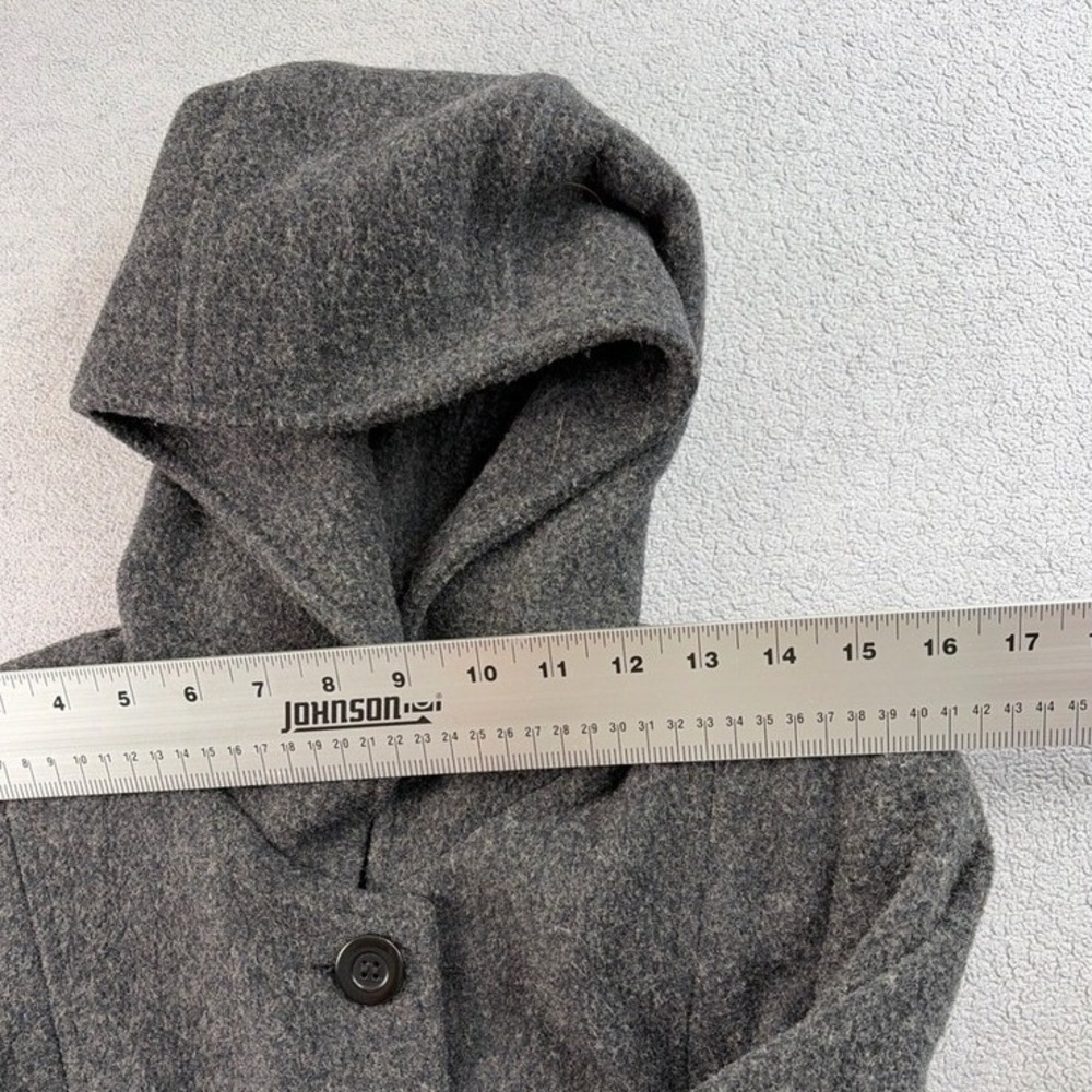 Marvin Richards Wool Hooded Coat Women' Medium Gray Long Sleeve Button Front USA - Picture 4 of 11